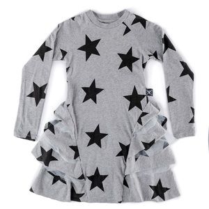 Nununu Star Layered Dress Heather Gray Size 8-9 Like new, no tags but never worn